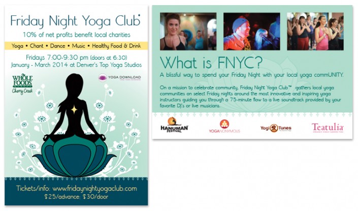 Friday Night Yoga Club Postcard Design